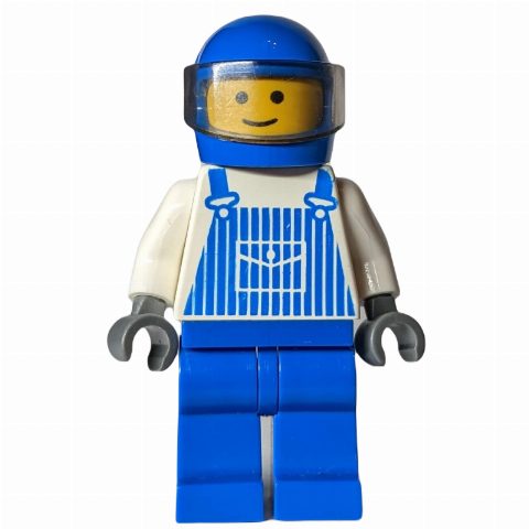 Minifigurka White Torso, Blue Overall, Blue Helmet
