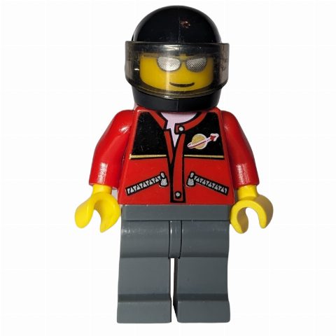 Minifigurka Man, Red Jacket with Classic Space Logo, Black Helmet with Visor, Silver Sunglasses