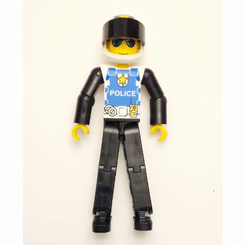 Minifigurka Technic Figure Black Legs, White Top with Police Logo, Black Arms - White Helmet