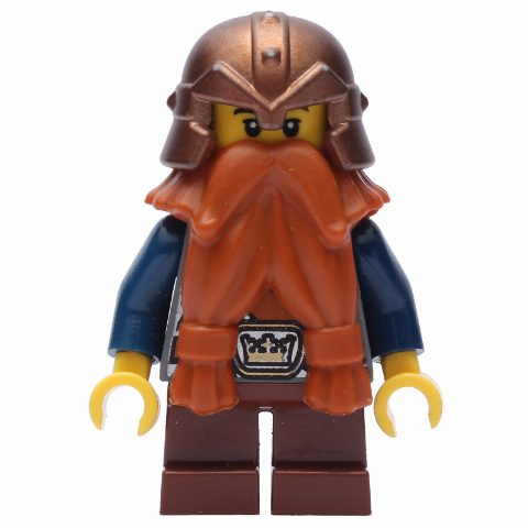 Minifigurka Dwarf, Dark Orange Beard, Copper Helmet