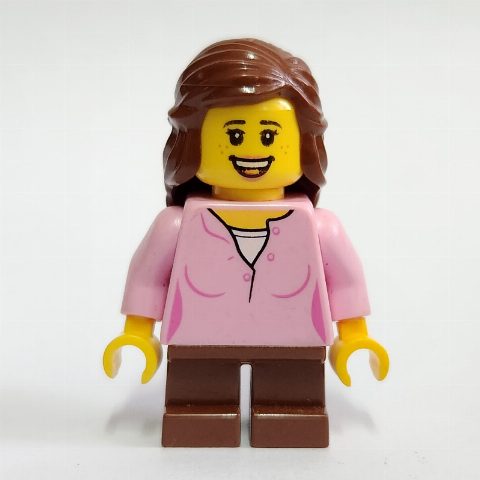 Minifigurka Kid - Bright Pink Torso, Reddish Brown Legs, Reddish Brown Hair