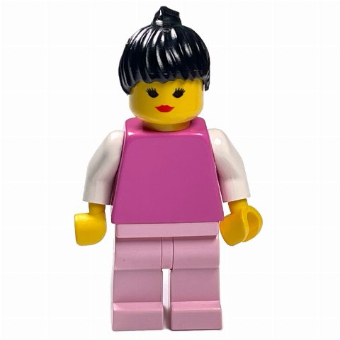 Minifigurka Medium Dark Pink Torso, Pink Legs, Black Hair