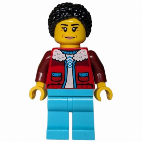 Minifigurka Arctic Crane Operator, Red Jacket, Medium Azure Legs, Black Hair