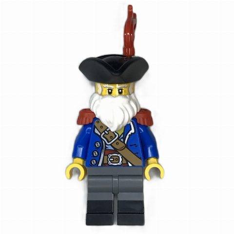 Minifigurka Pirate Captain Ogel, Blue Torso, Dark Bluish Grey Legs, Red Epaulets, Beard, Black Hat