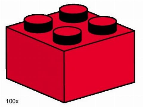 Zestaw LEGO® 2 x 2 Red Bricks (Bulk Bricks)