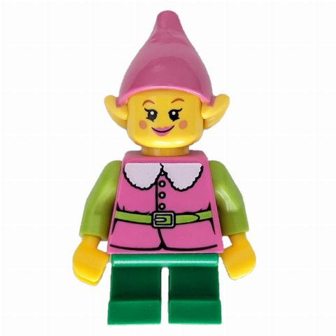 Minifigurka Elf - Dark Pink Torso, Green Legs, Dark Pink Head