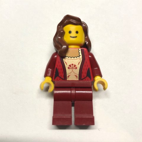 Minifigurka Red Torso, Dark Red Legs, Reddish Brown Hair
