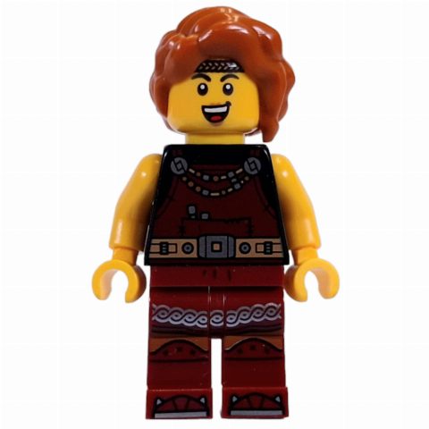 Minifigurka Viking, Dark Red Overalls, Dark Orange Hair
