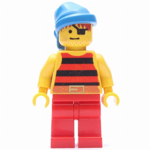 Minifigurka Pirate - Red/Black Stripes, Red Legs, Blue Bandana