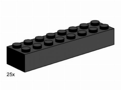 Zestaw LEGO® 2 x 8 Black Bricks (Bulk Bricks)