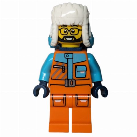 Minifigurka Arctic Explorer, STEVEGOESNORTH, Orange Suit, Dark Blue Hat and Backpack