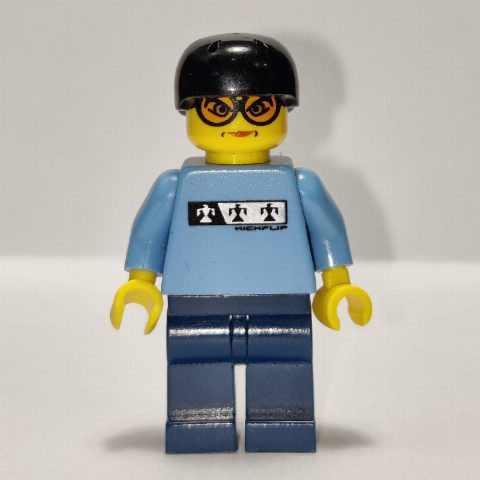 Minifigurka Skateboarder, Medium Blue, Black Helmet