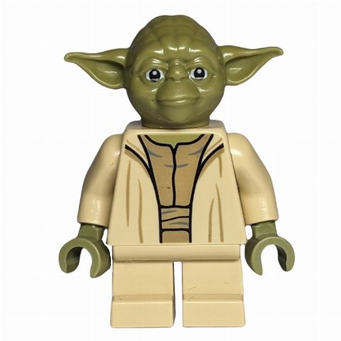 Minifigurka Yoda, Olive Green Head, Dark Tan Undershirt, Thin Creases