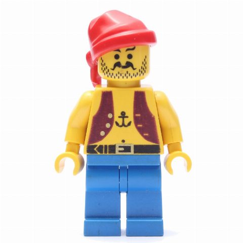 Minifigurka Pirate - Dark Purple Vest, Anchor Tattoo, Blue Legs, Red Bandana