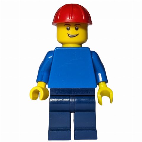 Minifigurka Blue Torso, Dark Blue Legs, Red Hat