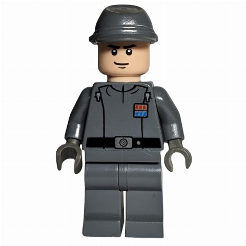 Minifigurka Imperial Officer / Captain / Commandant / Commander, Dark Bluish Gray Uniform, Cavalry Cap, Black Hands