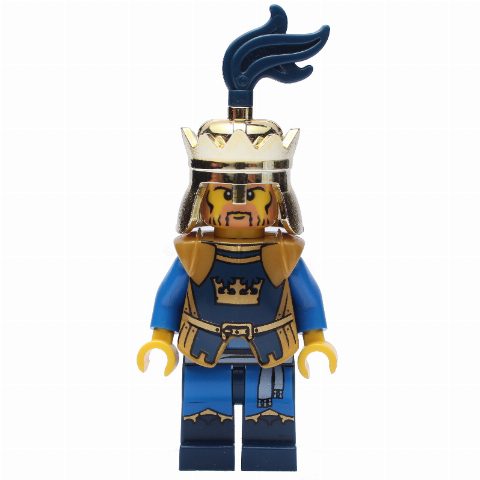 Minifigurka King, Dark Blue, Gold Armor and Crown with Dark Blue Plume