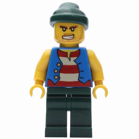 Minifigurka Pirate - Blue Vest, Dark Green Legs, Dark Green Bandana