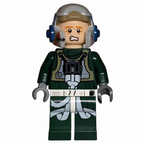 Minifigurka Rebel Pilot A-wing, Dark Green Uniform, Sand Blue Helmet Stripe