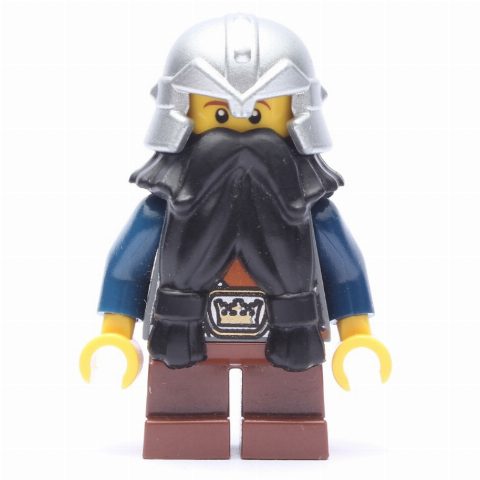 Minifigurka Dwarf, Black Beard, Metallic Silver Helmet