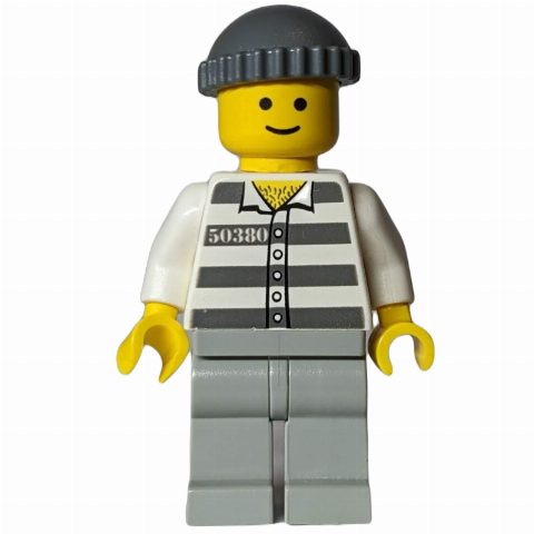 Minifigurka Prisoner - White Torso, Light Bluish Grey Legs, Light Bluish Grey Cap - 50380