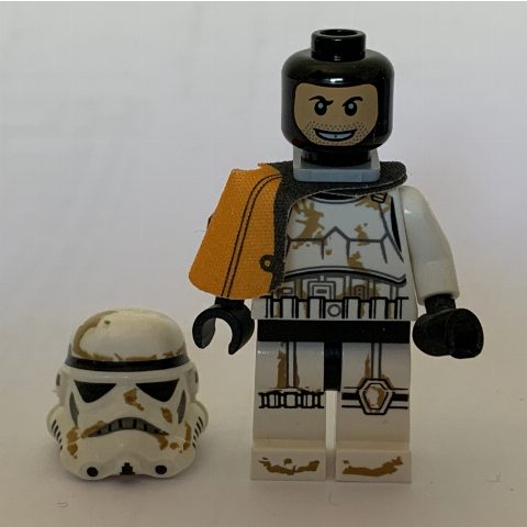Minifigurka Sandtrooper Squad Leader / Captain, Orange Pauldron, Neck Bracket, Printed Black Head
