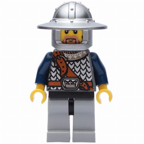 Minifigurka Knight, Dark Blue, Wide Brim Helmet, Beard