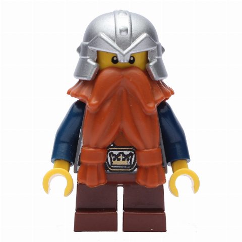 Minifigurka Dwarf, Dark Orange Beard, Metallic Silver Helmet