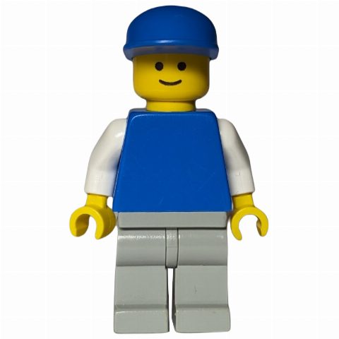 Minifigurka Blue Torso, Light Grey Legs, Blue Cap