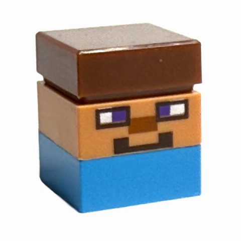Minifigurka Micromob Steve, Dark Azure Legs, Reddish Brown Hair