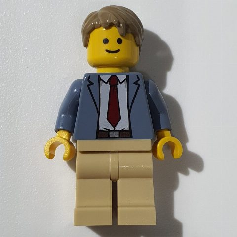 Minifigurka Detective Ace Brickman - Sand Blue Torso, Tan Legs, Dark Tan Hair