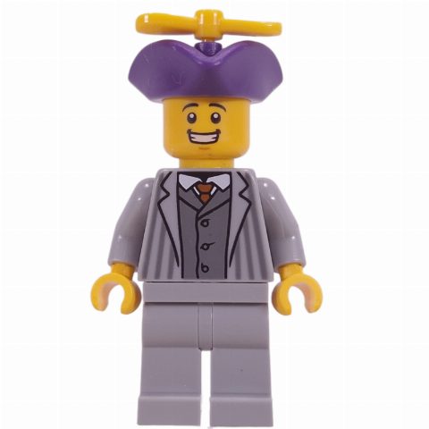 Minifigurka Light Bluish Grey Suit, Dark Purple Tricorn