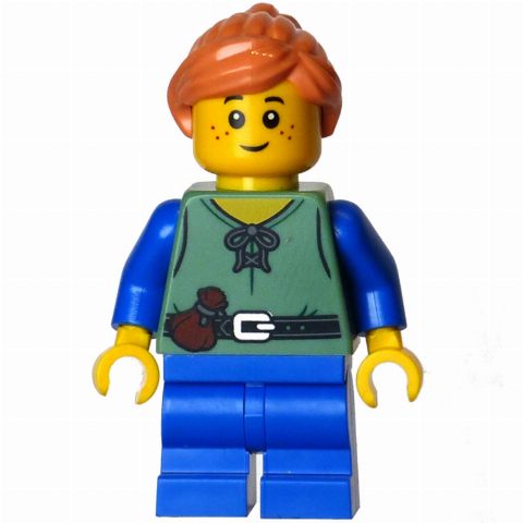 Minifigurka Elf, Sand Green Torso, Blue Legs, Nougat Hair