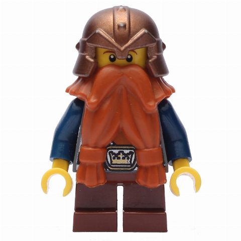 Minifigurka Dwarf, Dark Orange Beard, Copper Helmet