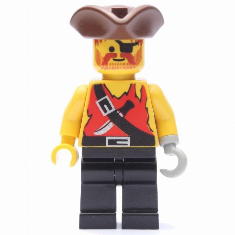 Minifigurka Pirate - Shirt with Knife, Black Legs, Brown Tricorne