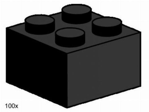 Zestaw LEGO® 2 x 2 Black Bricks (Bulk Bricks)