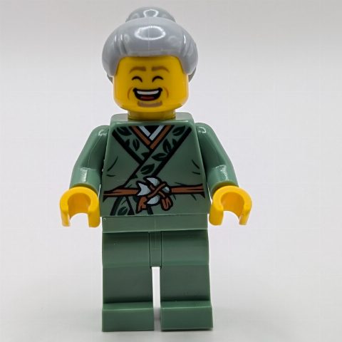 Minifigurka Sand Green Robes, Light Bluish Grey Hair