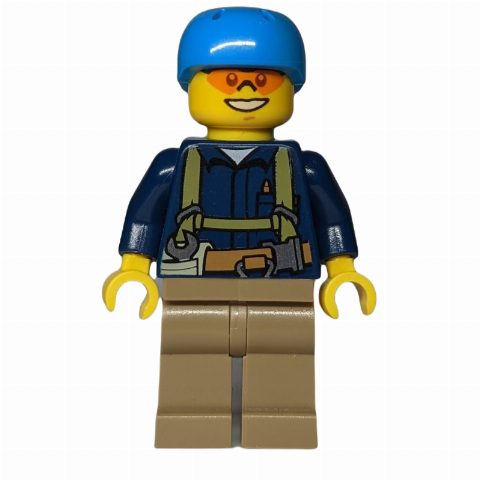 Minifigurka Dark Blue Torso, Dark Tan Legs, Dark Azure Helmet