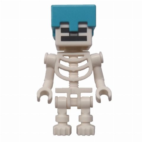 Minifigurka Skeleton, Square Skull, Medium Azure Helmet (78132 Torso)