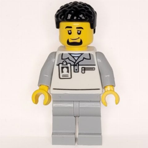 Minifigurka Garage Worker, White/Light Bluish Grey Suit, Black Hair