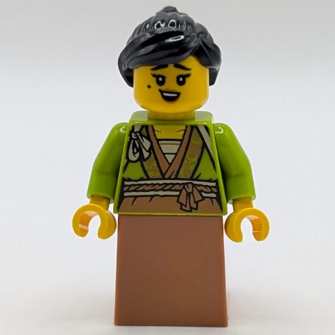 Minifigurka Lime Robes, Medium Nougat Dress, Black Hair