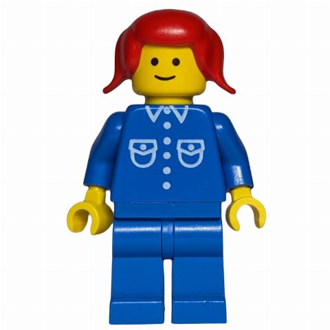 Minifigurka Woman -Blue Jacket, Blue Legs, Red Hair