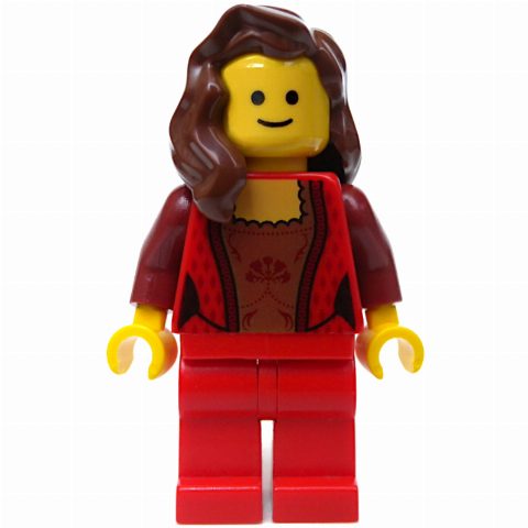 Minifigurka Red Torso, Red Legs, Reddish Brown Hair