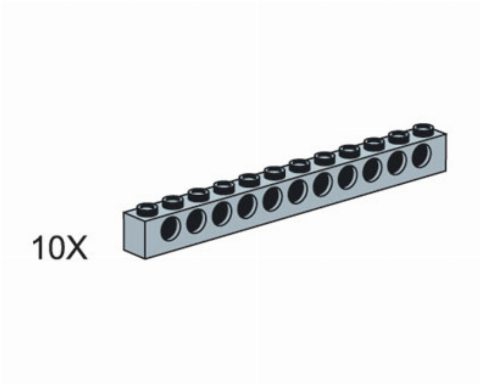 Zestaw LEGO® 1x12 Gray Technic Bricks (Educational and Dacta)
