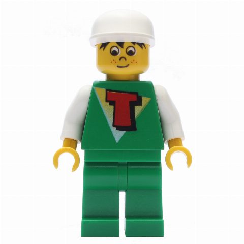 Minifigurka Green Torso with T, Green Legs, White Cap