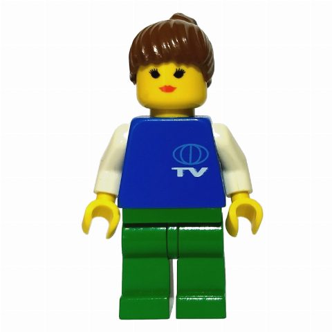 Minifigurka TV Worker - Blue Torso, Green Legs, Female