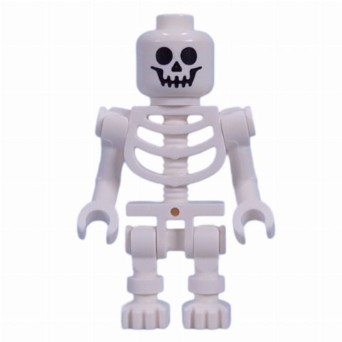 Minifigurka Skeleton, Standard Face, Bent Arms, Vertical Hand Clips, 78132 Torso, 3626c Head