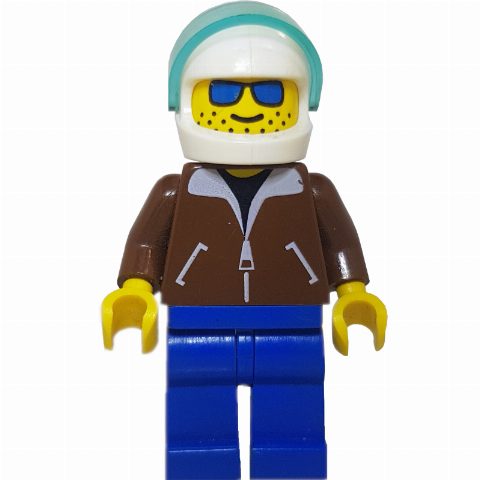 Minifigurka Pilot - Reddish Brown Torso, Blue Legs, White Helmet