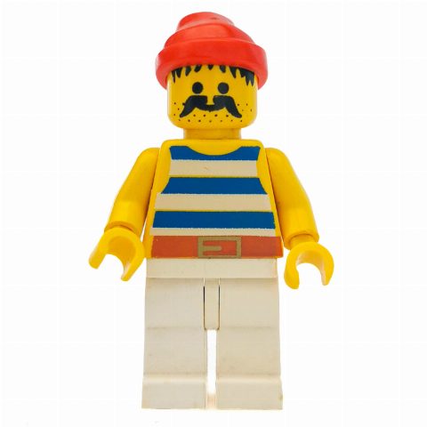 Minifigurka Pirate - Blue Stripes, White Legs, Red Bandana, Gold Belt Buckle, 3626b