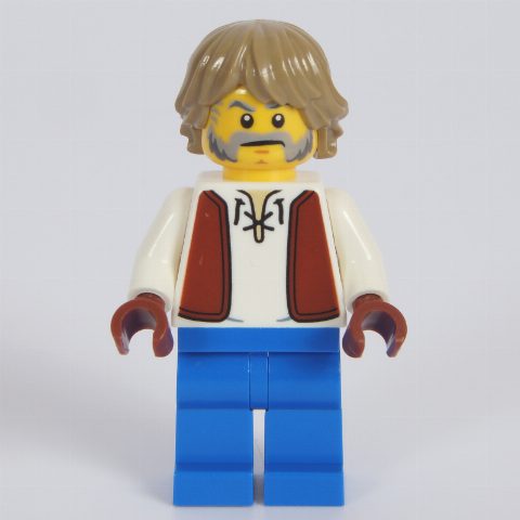 Minifigurka Villager, Man, Dark Brown Vest, Blue Legs, Dark Tan Hair